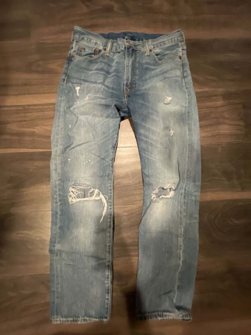 Levi's 513 Slim Straight Leg Light Wash Distressed Men's Jeans Size 30x30